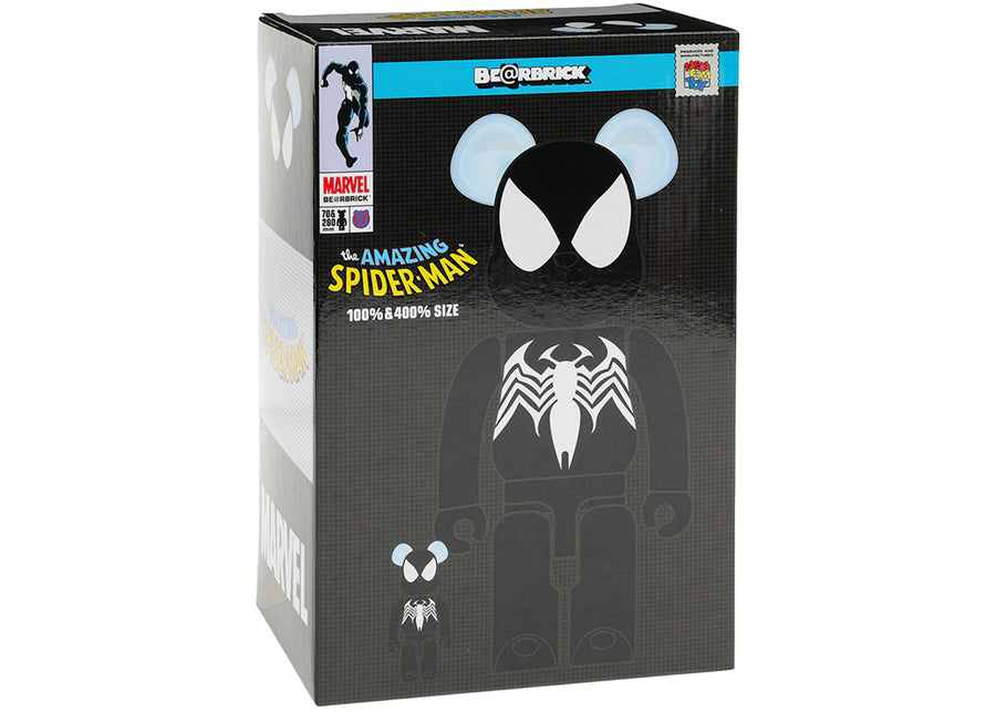 Ensemble Bearbrick x Marvel Spider-Man Costume Noir 100 % et 400 %