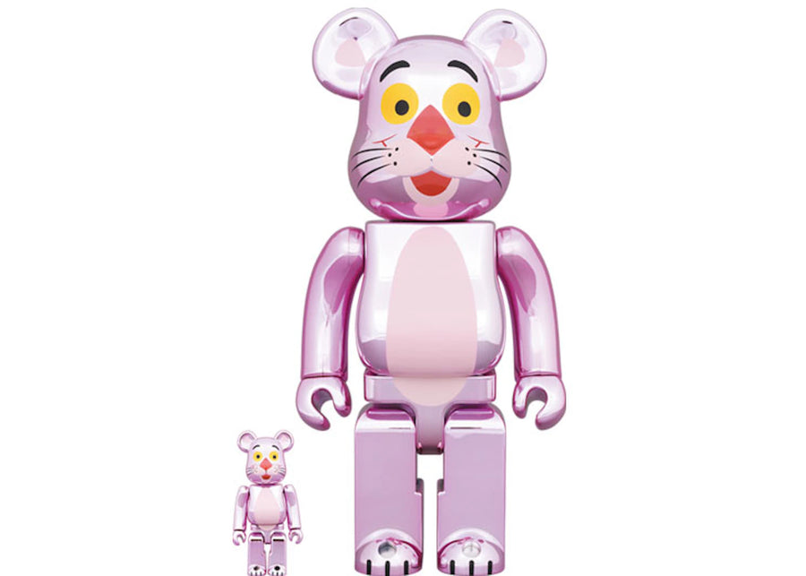 Bearbrick x Pink Panther 100% &amp; 400% Set Chrome Ver.