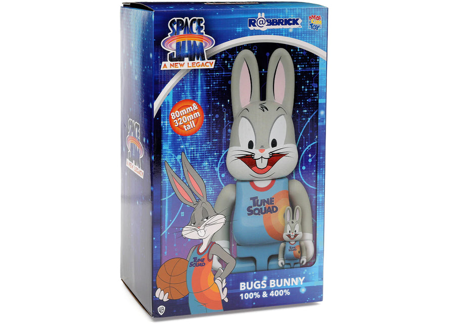 Bearbrick x Space Jam: A New Legacy Rabbrick Bugs Bunny 100% &amp; 400% Set Grey