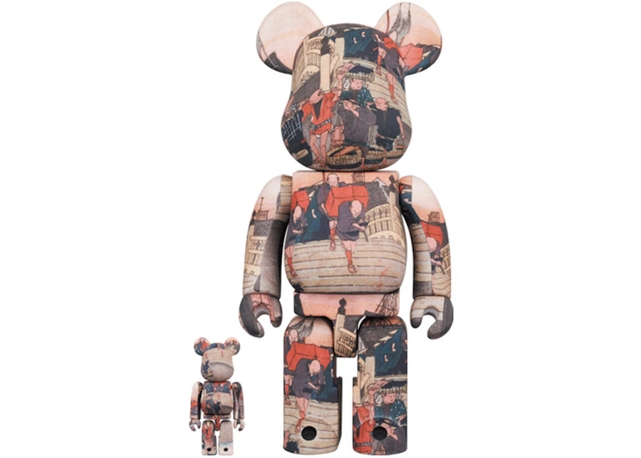 Bearbrick x Musée national de Tokyo Hiroshige Utagawa (Cinquante-trois stations du Tokaido) Coffret Nihonbashi 100 % et 400 %