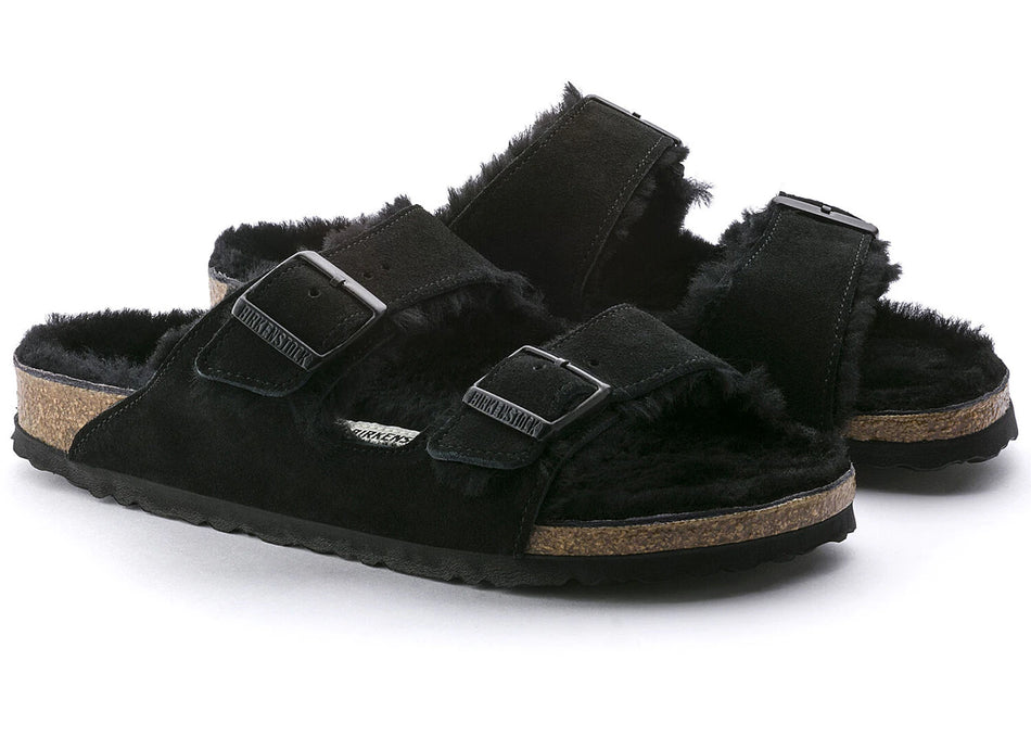 Birkenstock Arizona Shearling Suede Leather Black