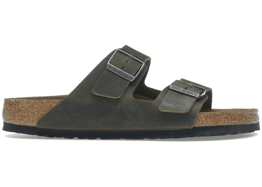 Birkenstock Arizona, semelle souple, cuir huilé, kaki délavé