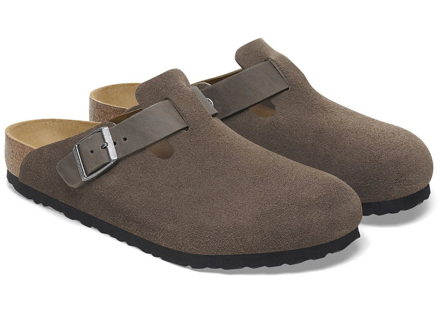 Birkenstock Boston BS en cuir mixte gris béton