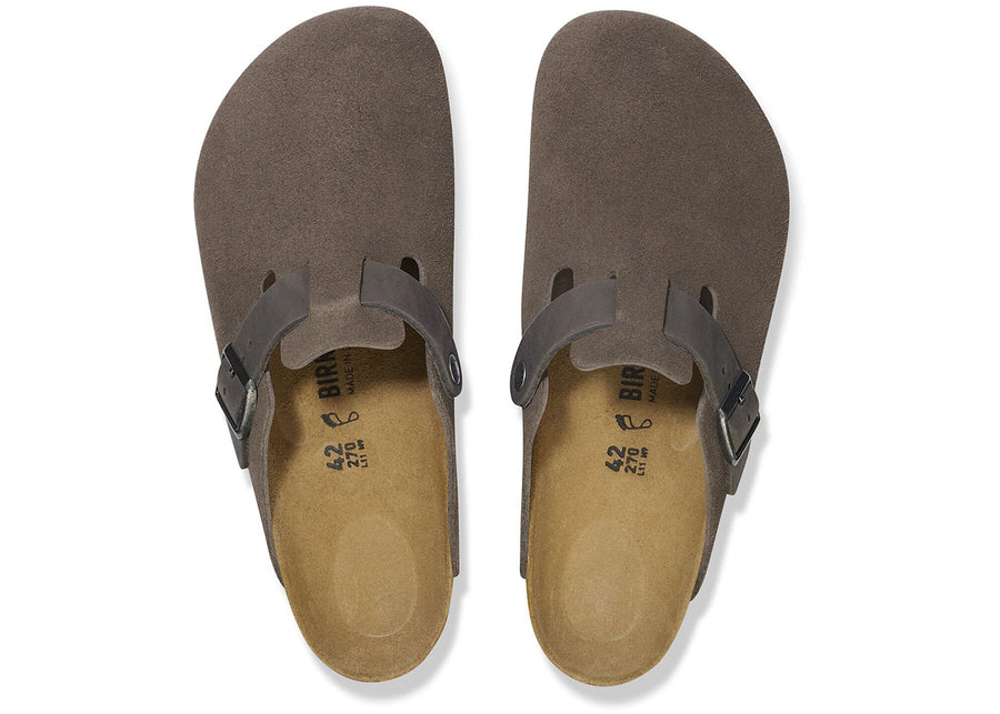 Birkenstock Boston BS en cuir mixte gris béton