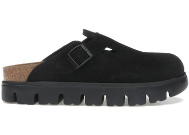 Birkenstock Boston Chunky Suede Black Black Sole (Narrow) (Women's)