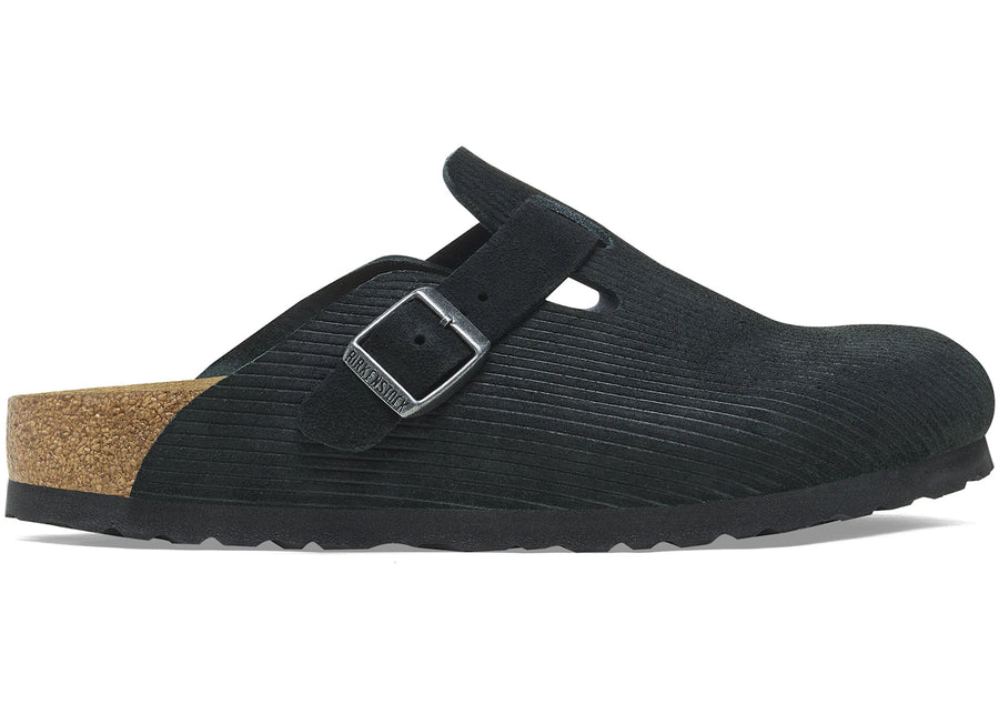 Birkenstock Boston en velours côtelé noir gaufré