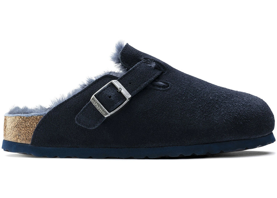 Birkenstock Boston en daim et peau lainée, nuit