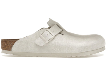 Birkenstock Boston Soft Footbed Suede Antique White