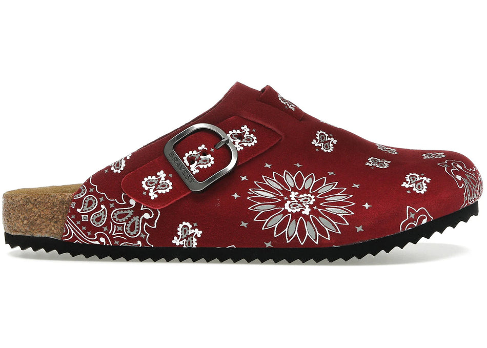 Bravest Studios Suede Paisley Clogs Burgundy