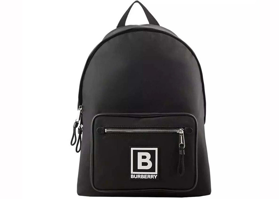 Sac à dos Burberry Abbeydale avec logo B, noir et blanc