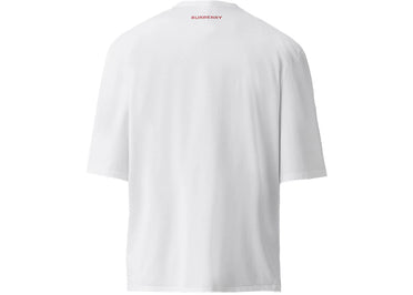Burberry Abstract Print Cotton Oversized T-Shirt White/Red