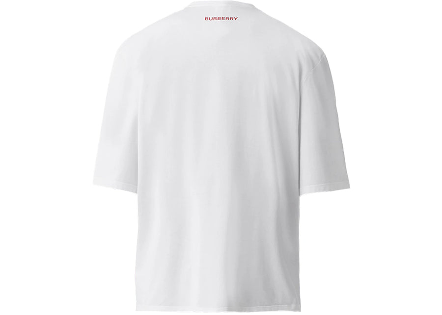 T-shirt oversize Burberry en coton à imprimé abstrait blanc/rouge