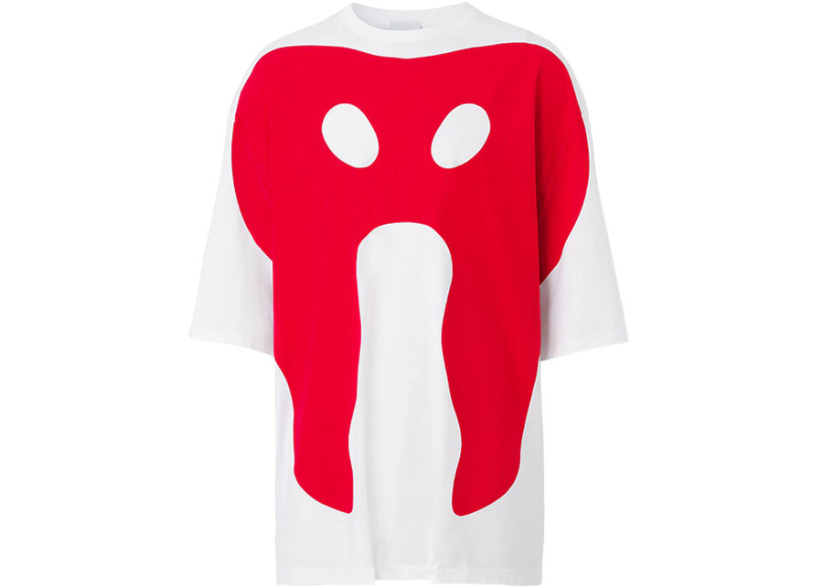 T-shirt oversize Burberry en coton à imprimé abstrait blanc/rouge