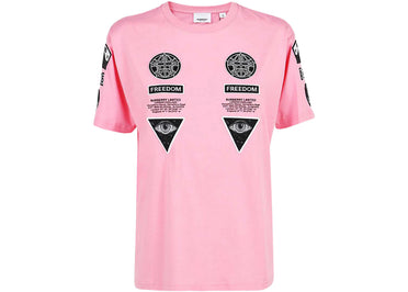 T-shirt en coton rose avec écusson Burberry appliqué