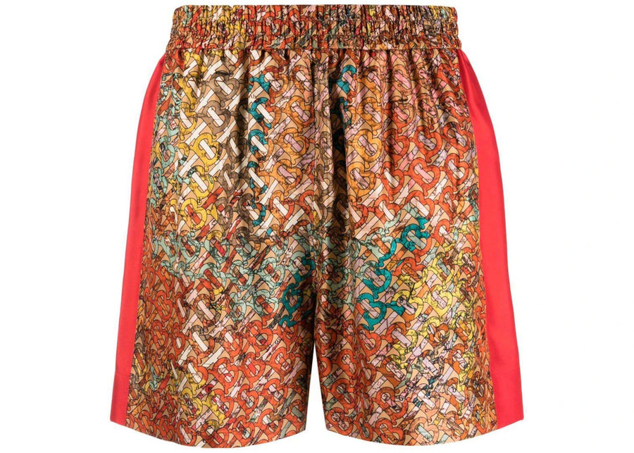 Burberry Bradeston Patterned Silk Shorts Bright Orange