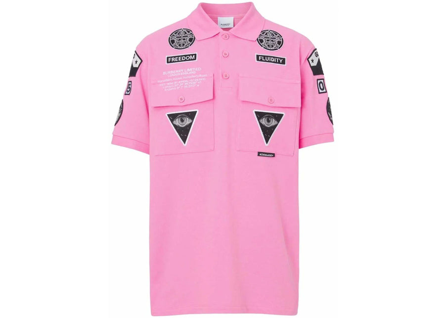 Polo Burberry rose à écusson Bubblegum