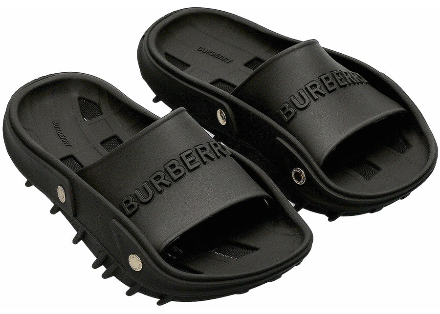 Mules en caoutchouc noir Burberry Bucklow (Femme)
