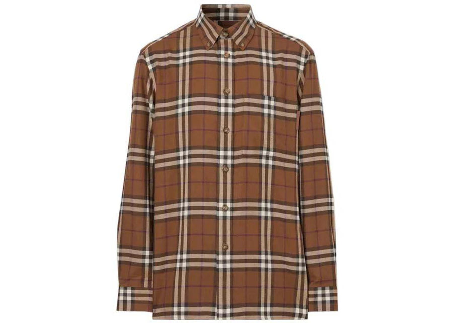 Chemise à carreaux marron Burberry