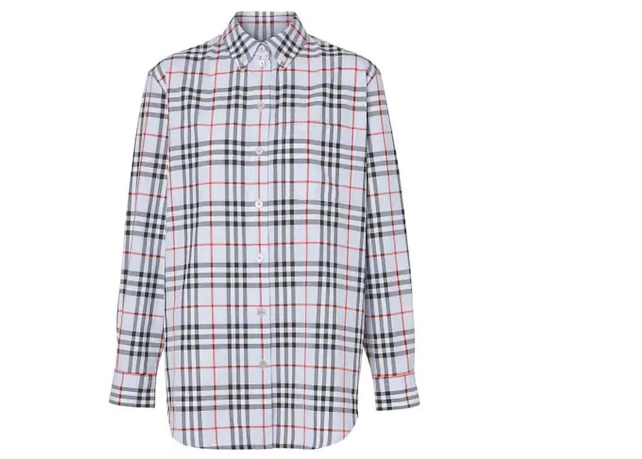 Chemise Burberry bleue à col boutonné et carreaux vintage