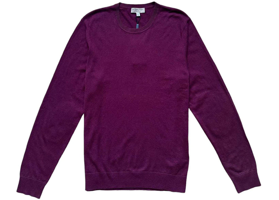 Sweat-shirt Burberry en cachemire mélangé à carreaux vintage avec coudières bordeaux