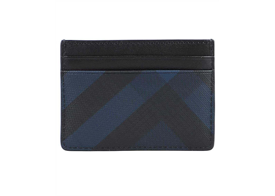 Étui à cartes Burberry à carreaux bleu marine