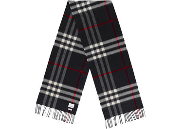 Burberry Check Cashmere Scarf Navy