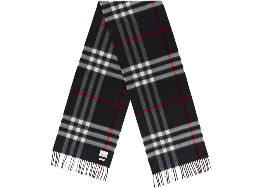 Burberry Check Cashmere Scarf Navy