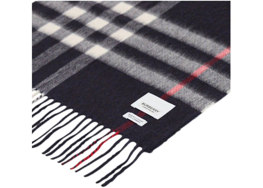 Burberry Check Cashmere Scarf Navy