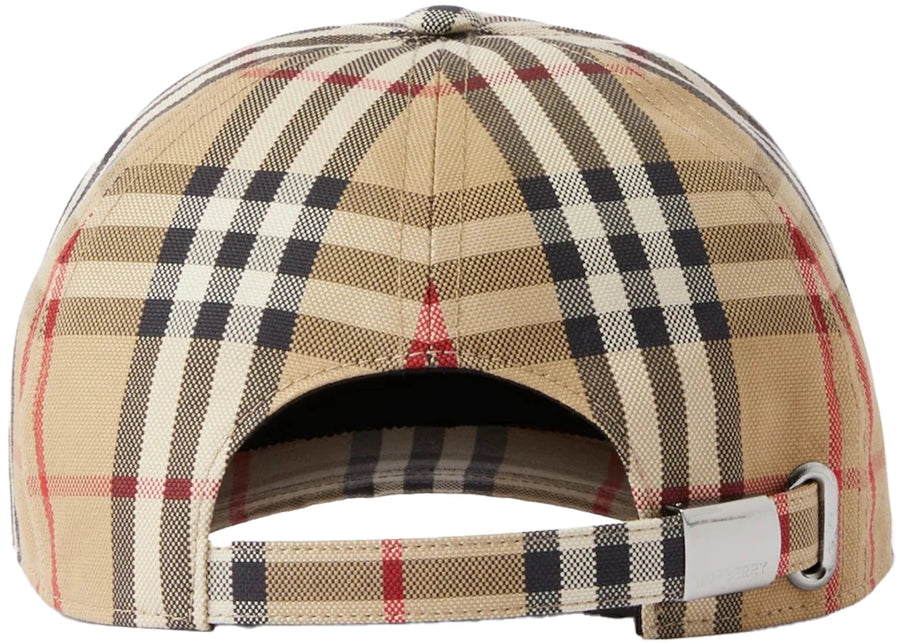 Casquette de baseball Burberry en coton à carreaux beige d'archive
