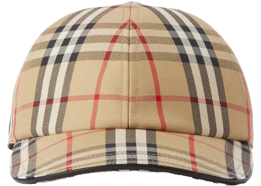 Casquette de baseball Burberry en coton à carreaux beige d'archive