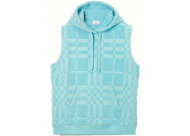 Burberry Check Cotton Jacquard Hoodie Blue