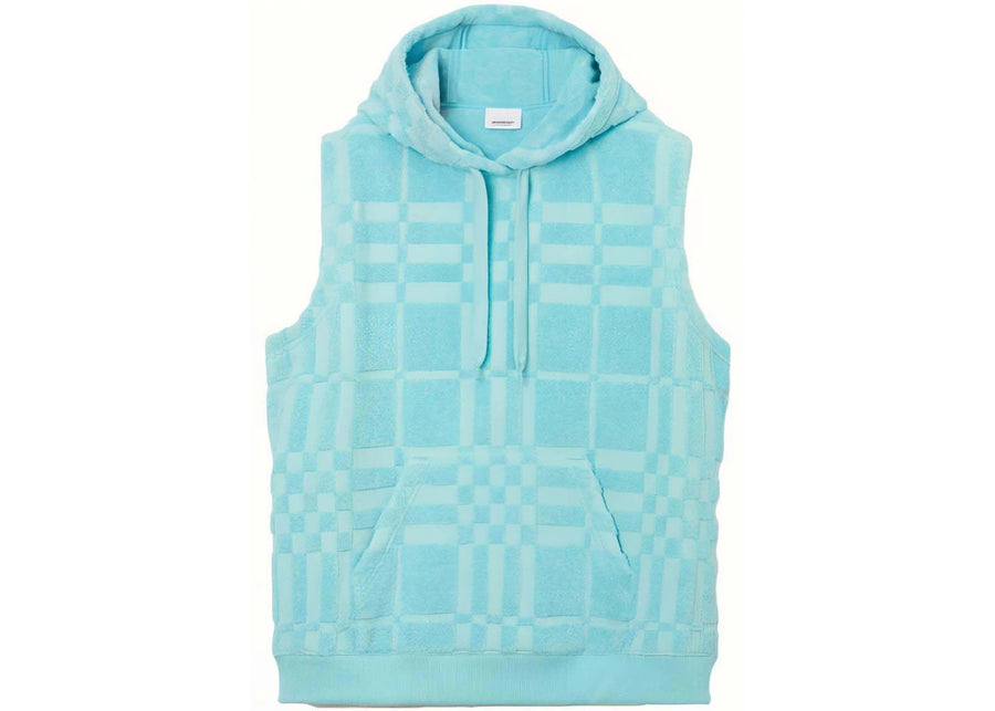 Sweat à capuche Burberry en coton jacquard à carreaux bleu