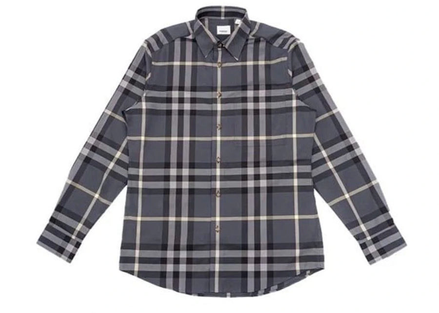 Chemise Burberry à carreaux en coton gris/blanc