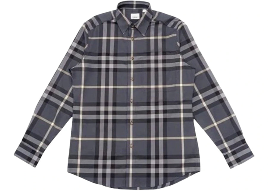 Chemise en coton à carreaux Burberry grise