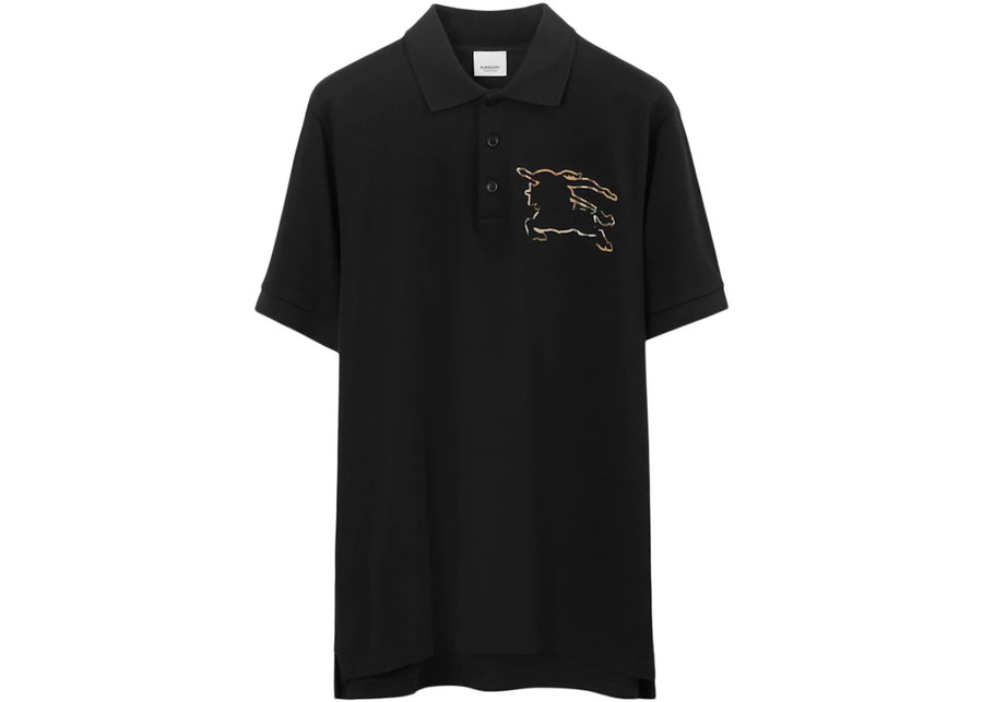 Polo Burberry à carreaux EKD en piqué de coton noir