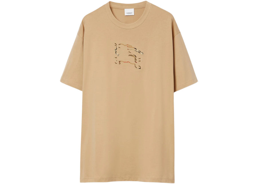 T-shirt Burberry à carreaux en coton EKD, couleur fauve doux