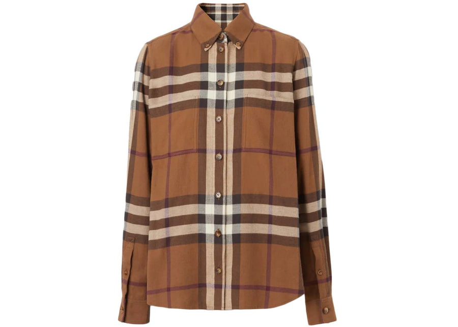 Chemise en flanelle à carreaux Burberry, marron foncé