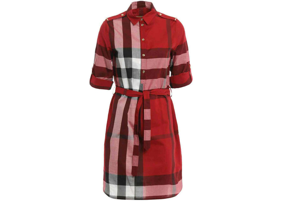 Robes Burberry à carreaux rouges arrivant au genou