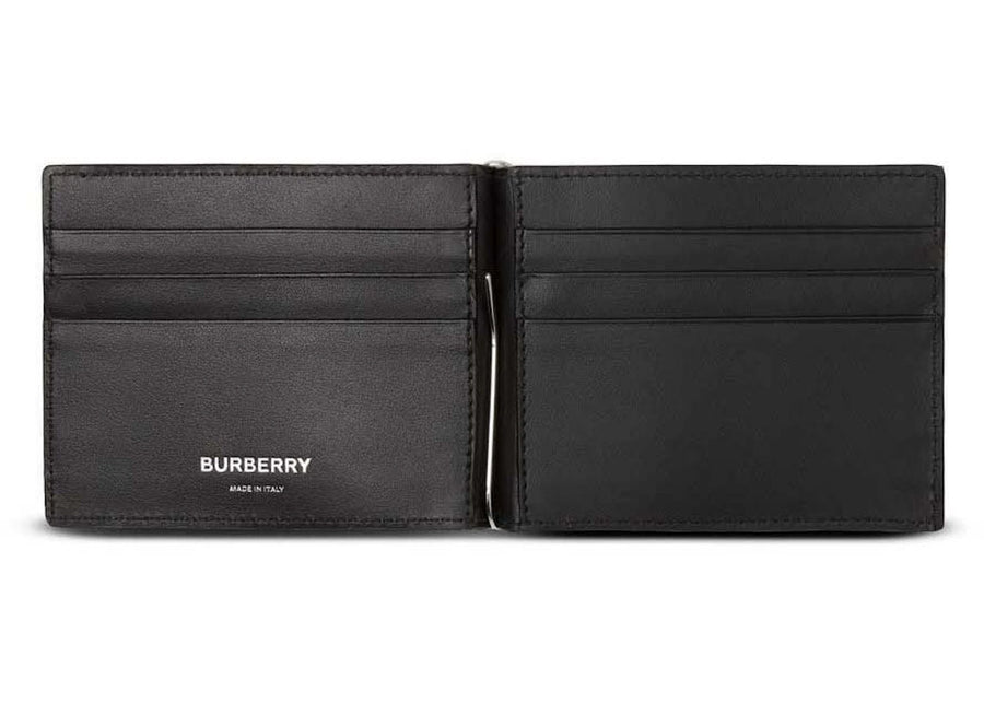 Burberry Check Money Clip Bifold Wallet Beige