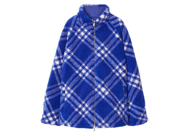 Veste polaire Burberry à carreaux bleu cobalt/blanc