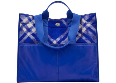 Burberry Check Pattern Shopper Tote Bag Blue