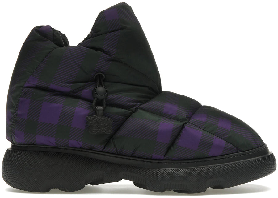 Bottes Burberry à carreaux noir et violet