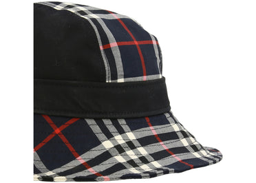 Burberry Check Print Bucket Hat Navy