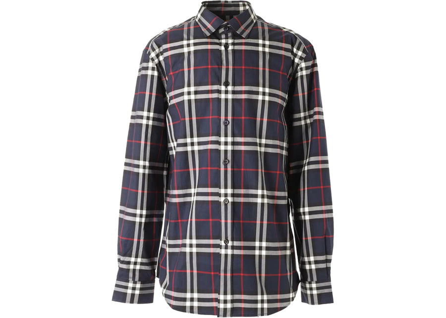 Chemise à carreaux Burberry à manches longues bleu marine