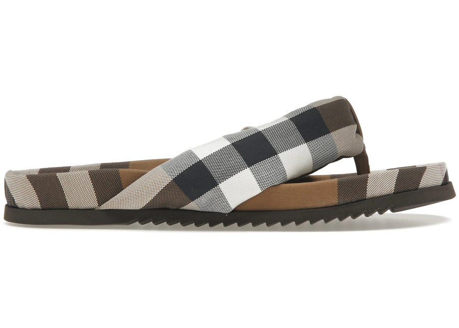 Burberry Check Print Thong Sandals Brown