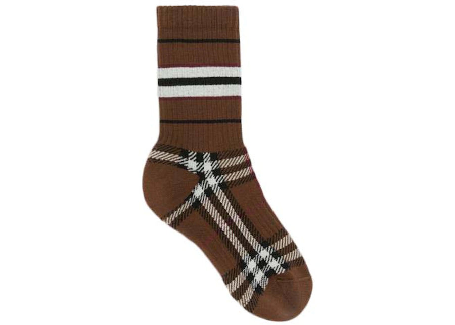 Chaussettes à carreaux Burberry marron