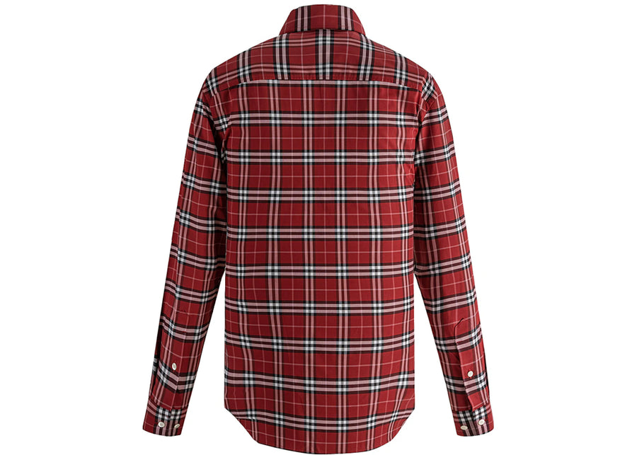 Burberry Check Stretch Cotton Poplin Shirt Red