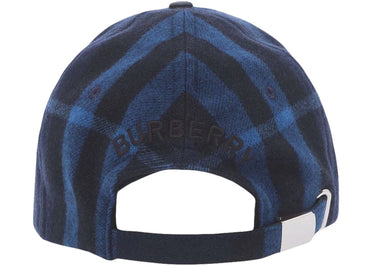 Burberry Check Wool &amp; Cashmere Baseball Cap Navy
