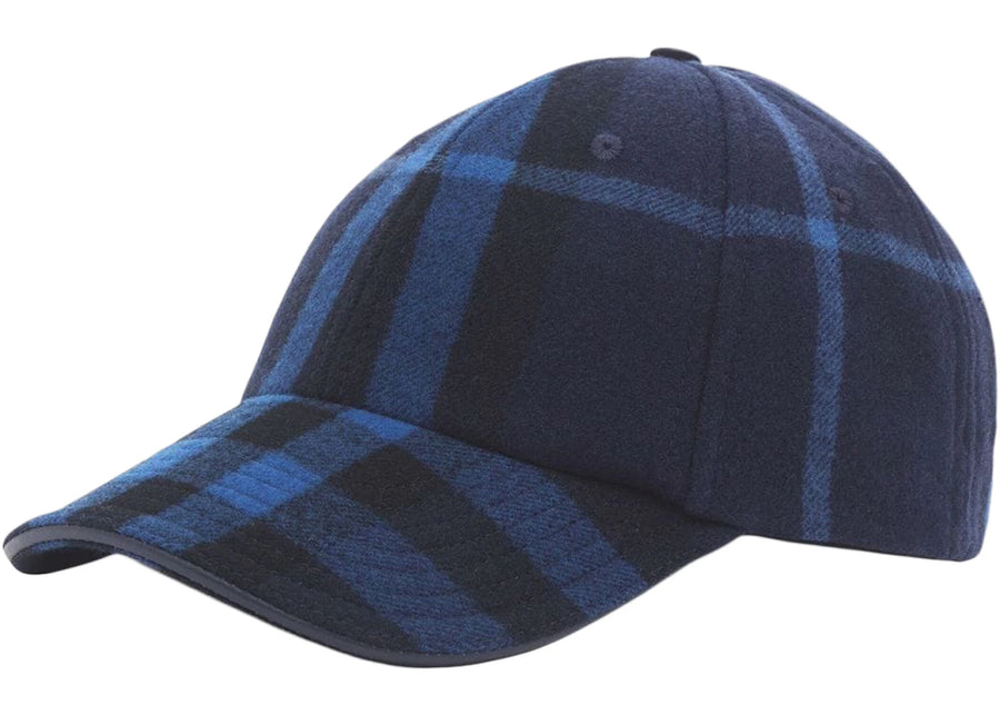 Burberry Check Wool &amp; Cashmere Baseball Cap Navy