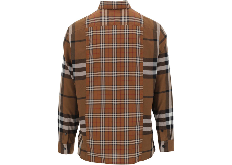 Chemise tissée à carreaux Burberry marron